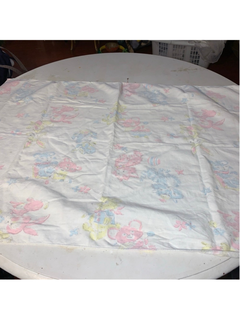 Sweet vintage cotton baby blanket Pink and Blue Animal Print